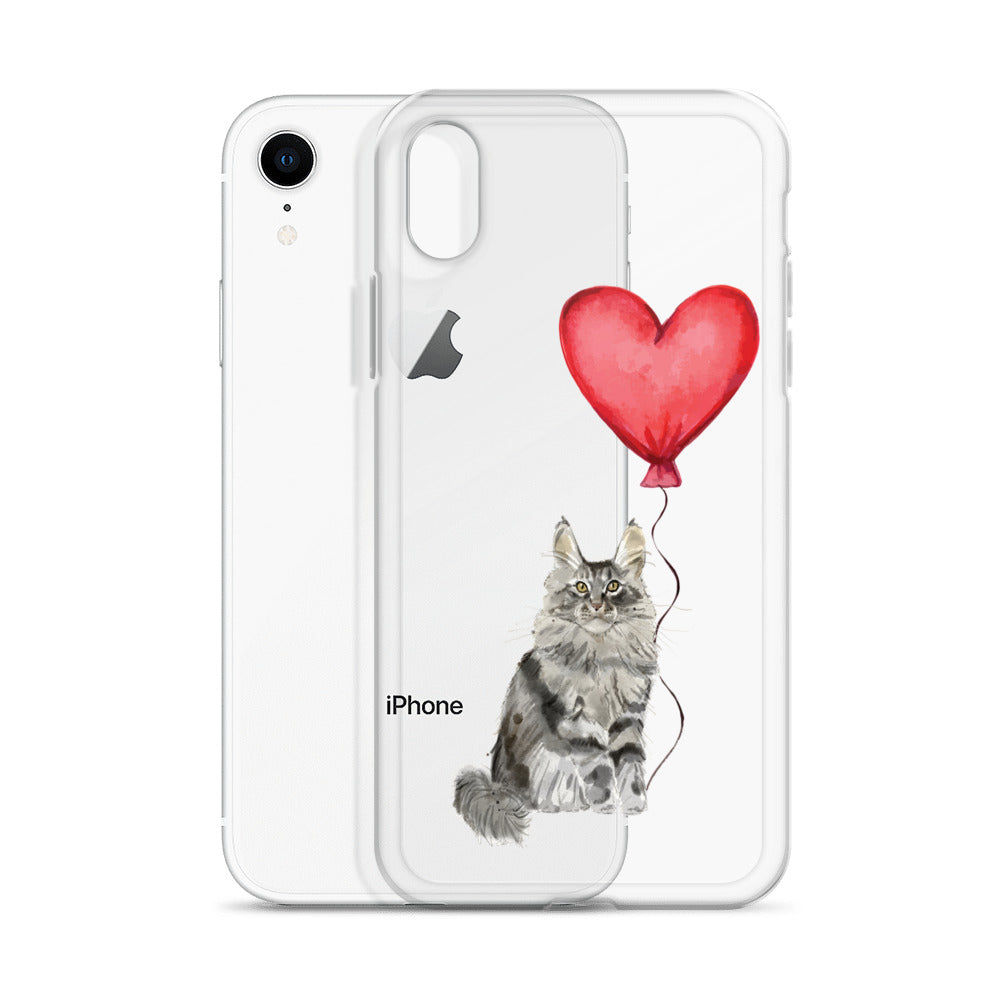 Cat with Balloon Maine Coon Clear Case for iPhone®