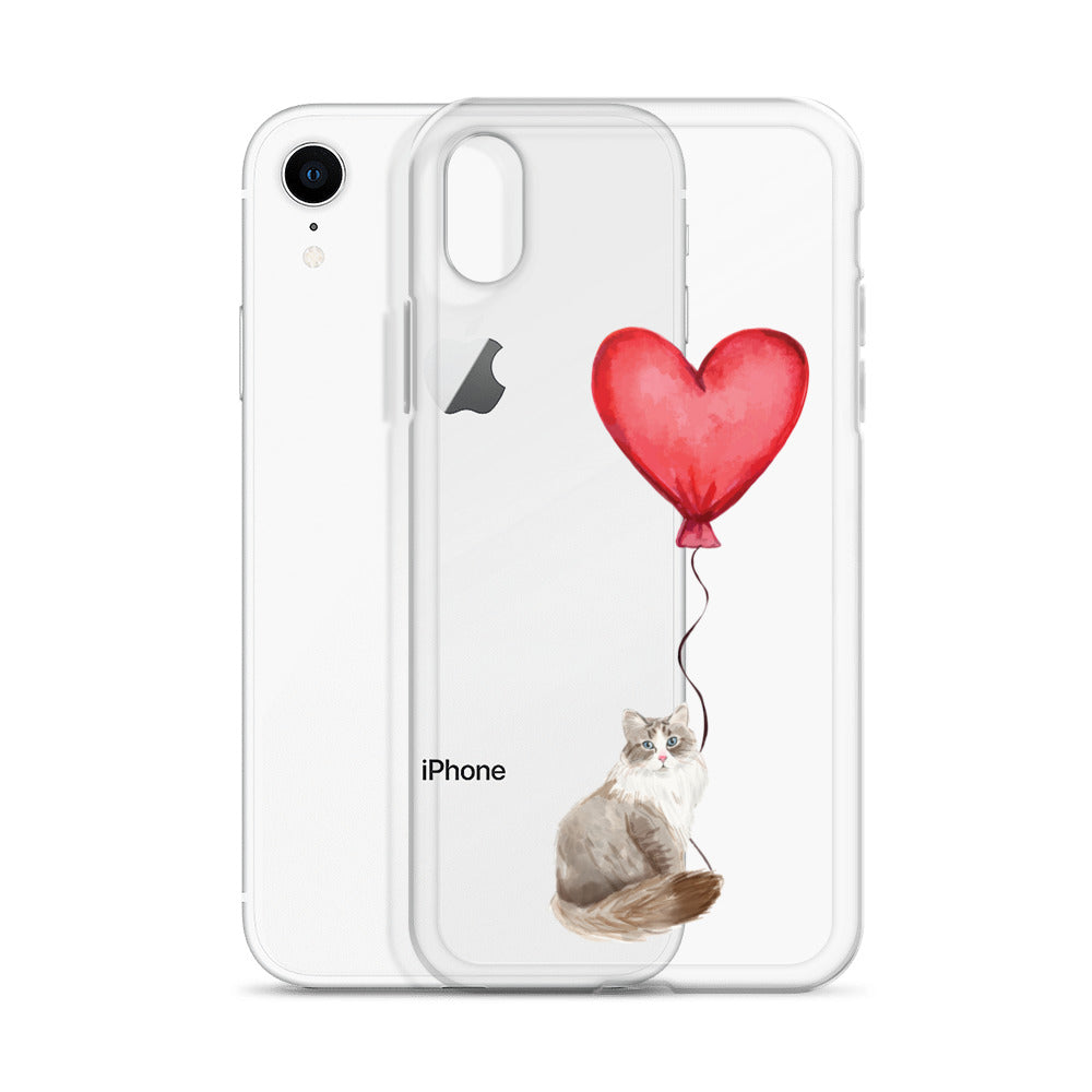 Cat with Balloon Siberian Clear Case for iPhone®