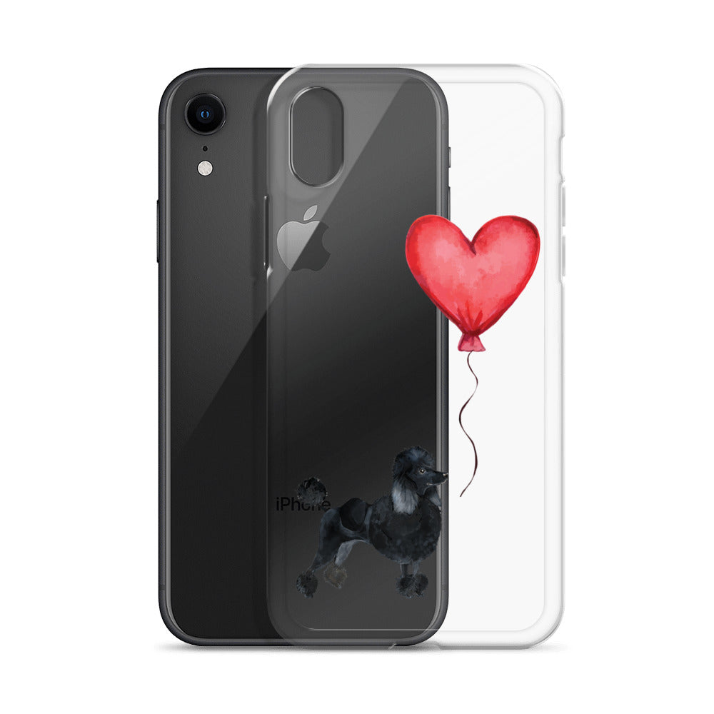 Dog with Balloon Black Poodle Clear Case for iPhone®