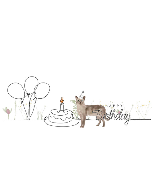 Tonkinese Birthday Cat Card