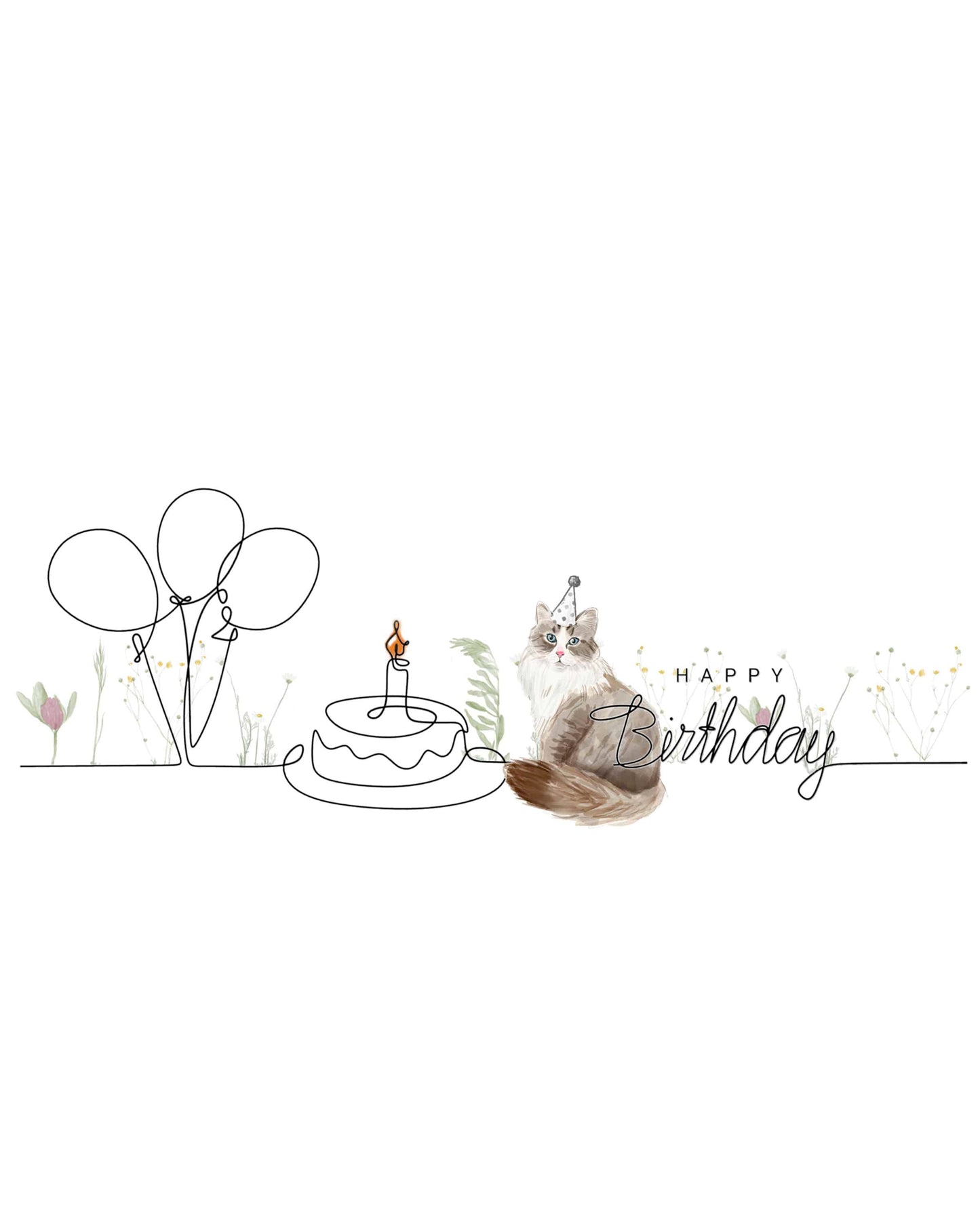 Siberian Birthday Cat Card