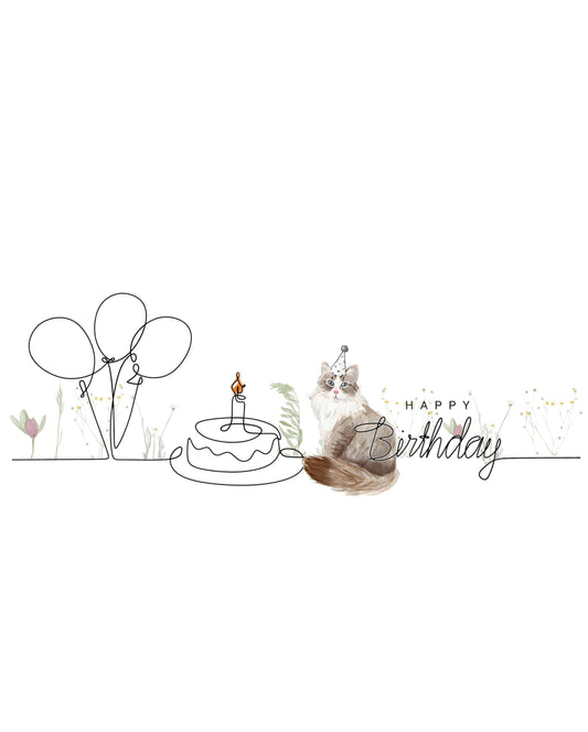 Siberian Birthday Cat Card