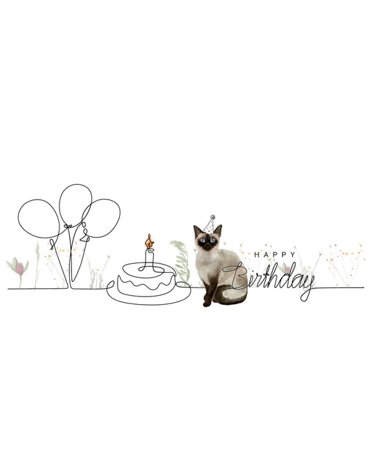 Siamese Birthday Cat Card