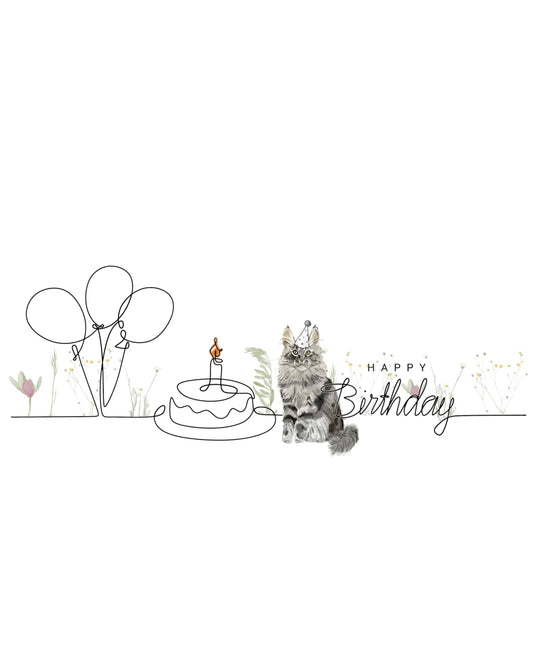 Maine Coon Birthday Cat Card