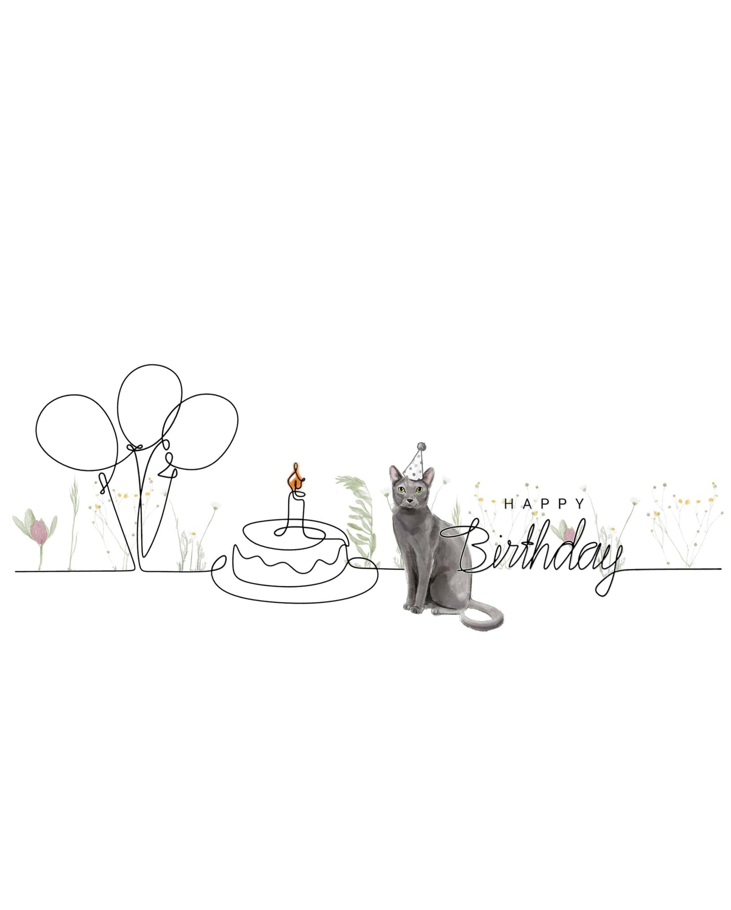 Blue Russian Birthday Cat Card