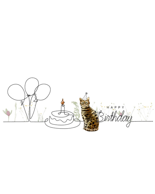 Bengal Birthday Cat Card