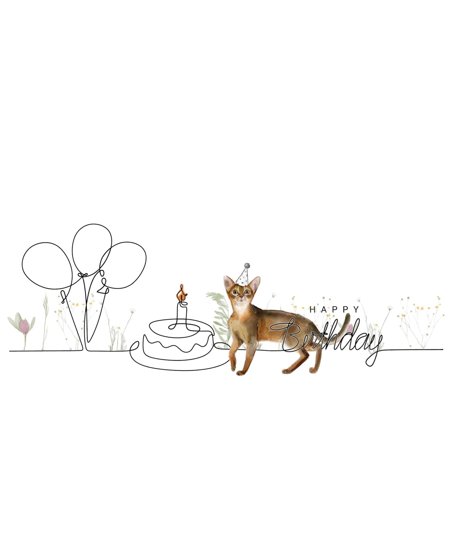 Abyssinian Birthday Cat Card