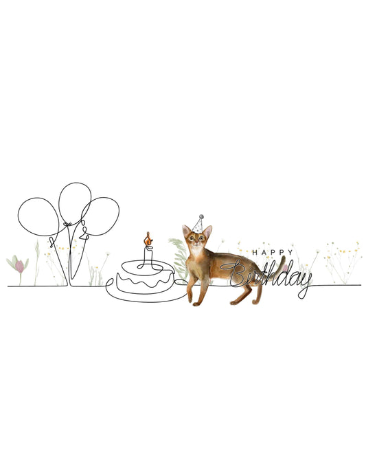 Abyssinian Birthday Cat Card