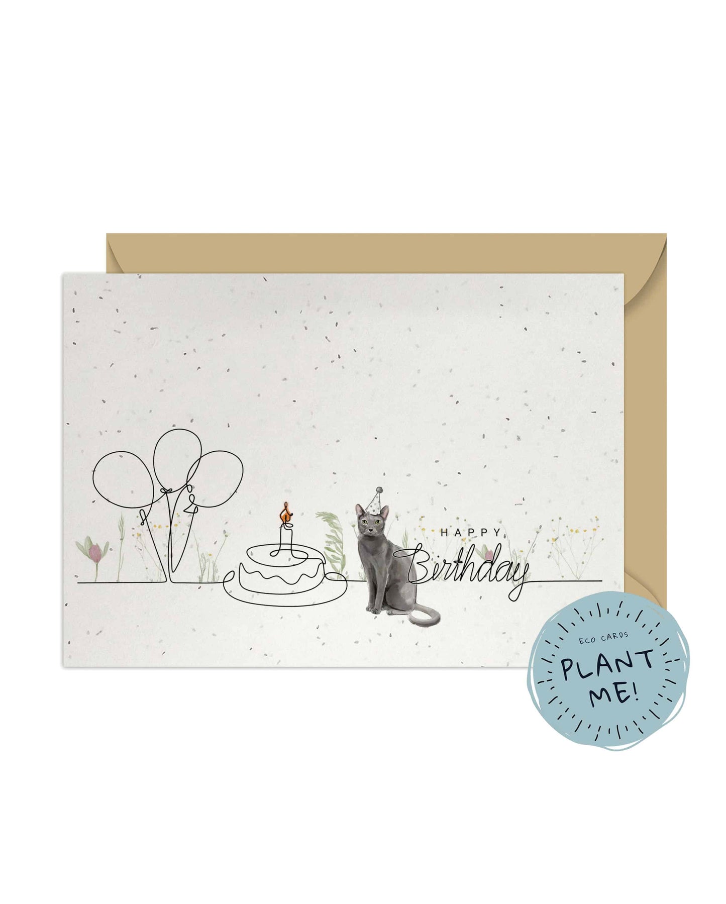 Blue Russian Birthday Cat Card