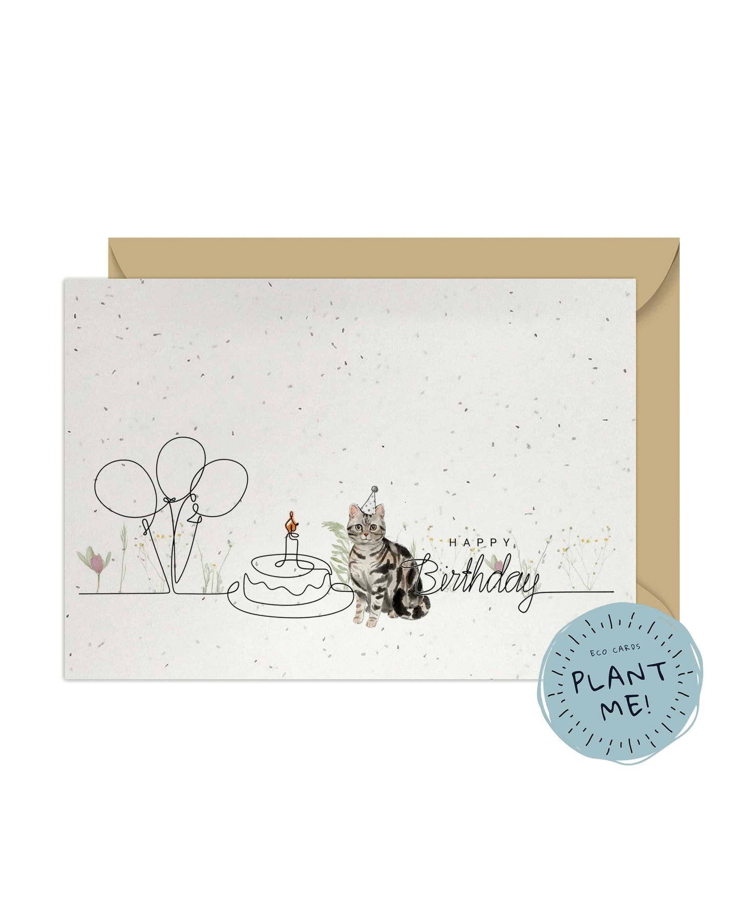 Silver American Shorthair Birthday Cat Card