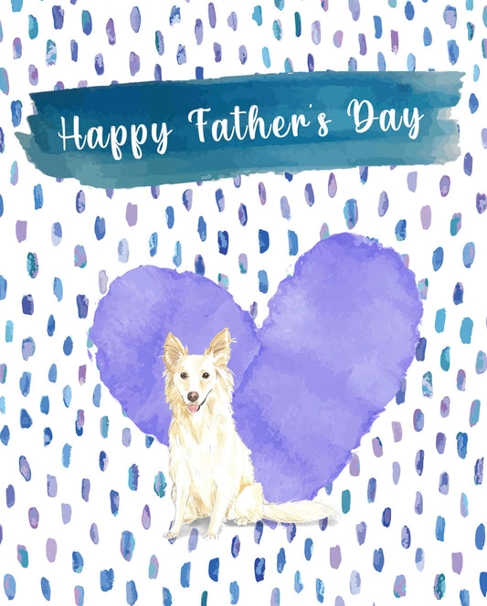 White Collie Dog Father's Day Card