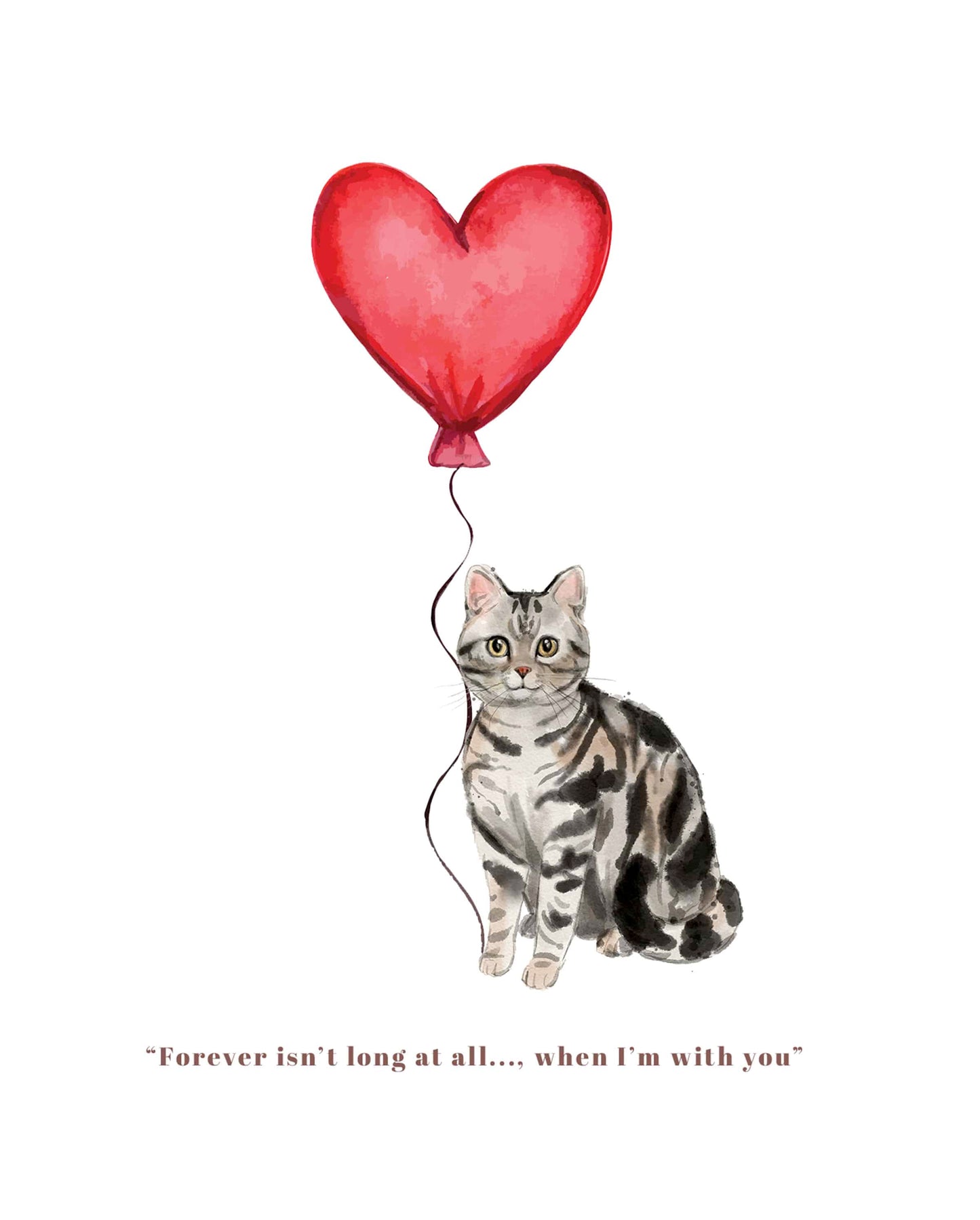 Forever isn't Long, Silver American Shorthair Anniversary Card