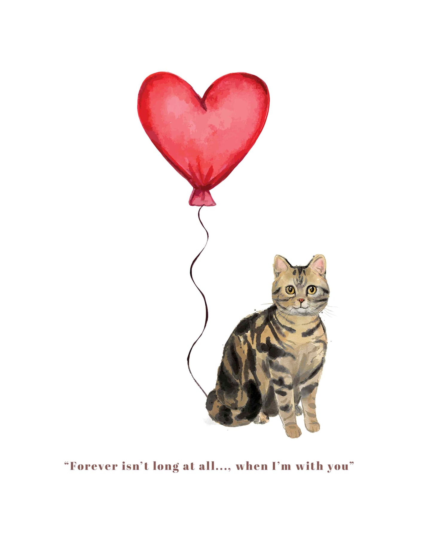 Forever isn't Long, Brown American Shorthair Anniversary Card