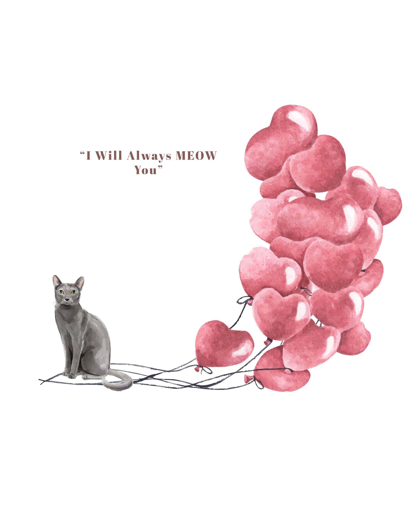 I will always MEOW You, Blue Russian Valentine's Card