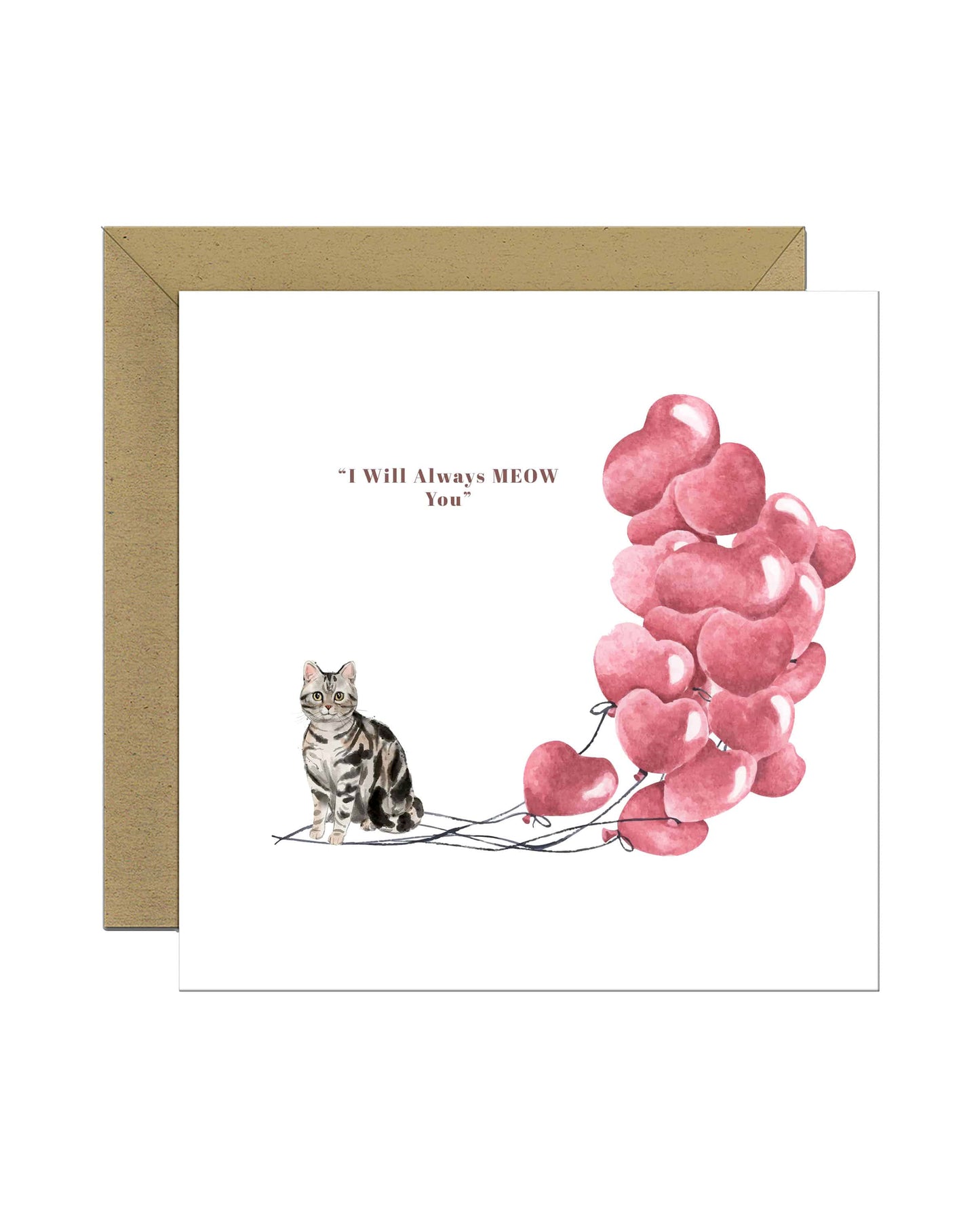 I will always MEOW You, Silver American Shorthair Valentine's Card