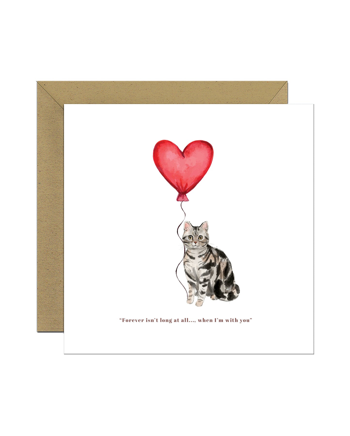 Forever isn't Long, Silver American Shorthair Anniversary Card