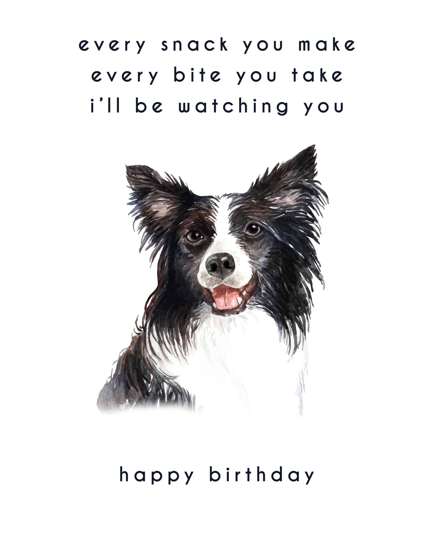 Every Bite You Take, Border Collie Birthday Card