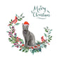 Blue Russian Cat Christmas Card