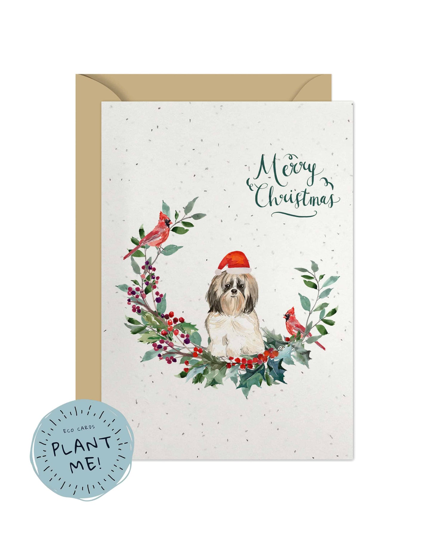 Shih Tzu Long Haired Dog Christmas Card