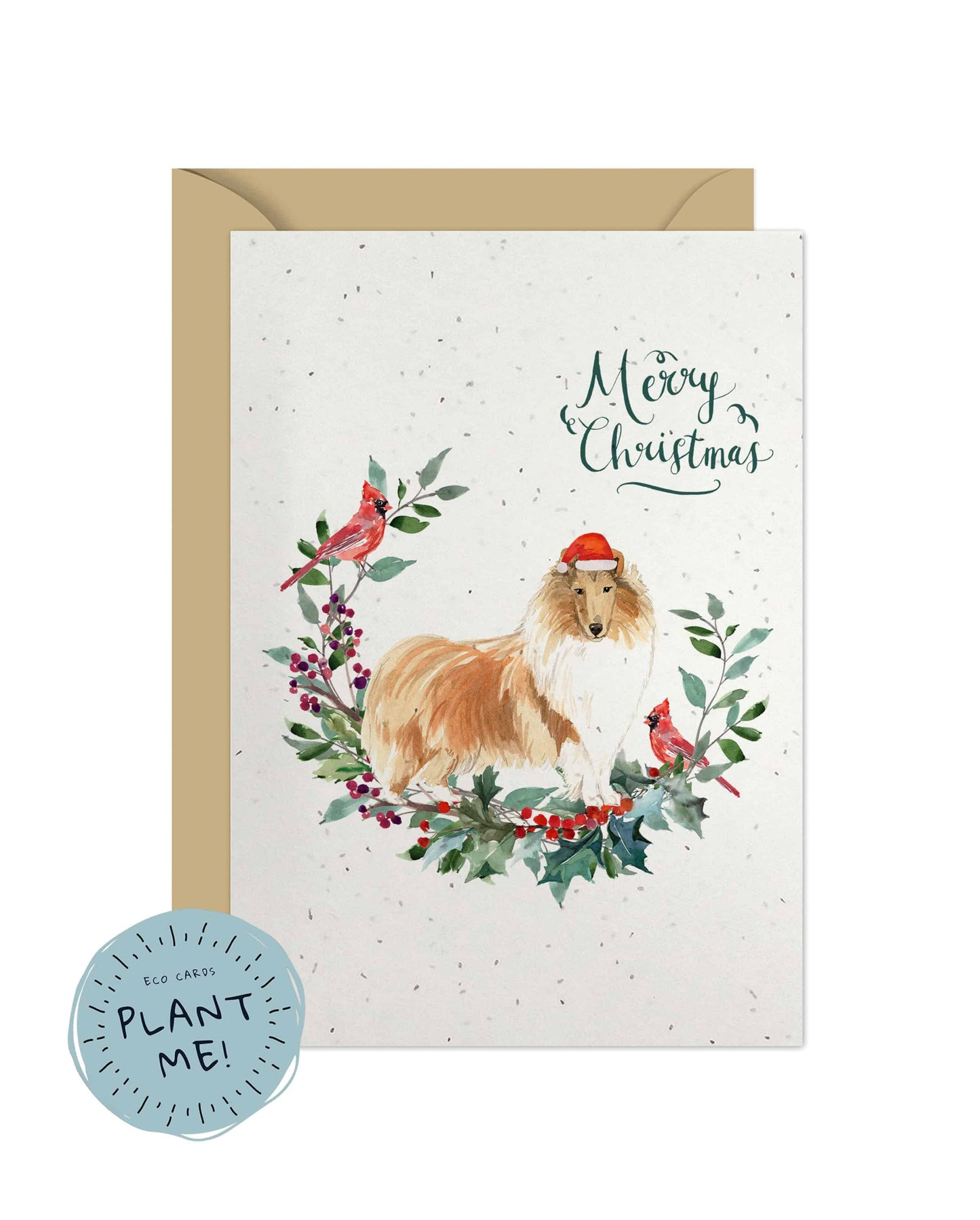 Rough Collie Dog Christmas Card