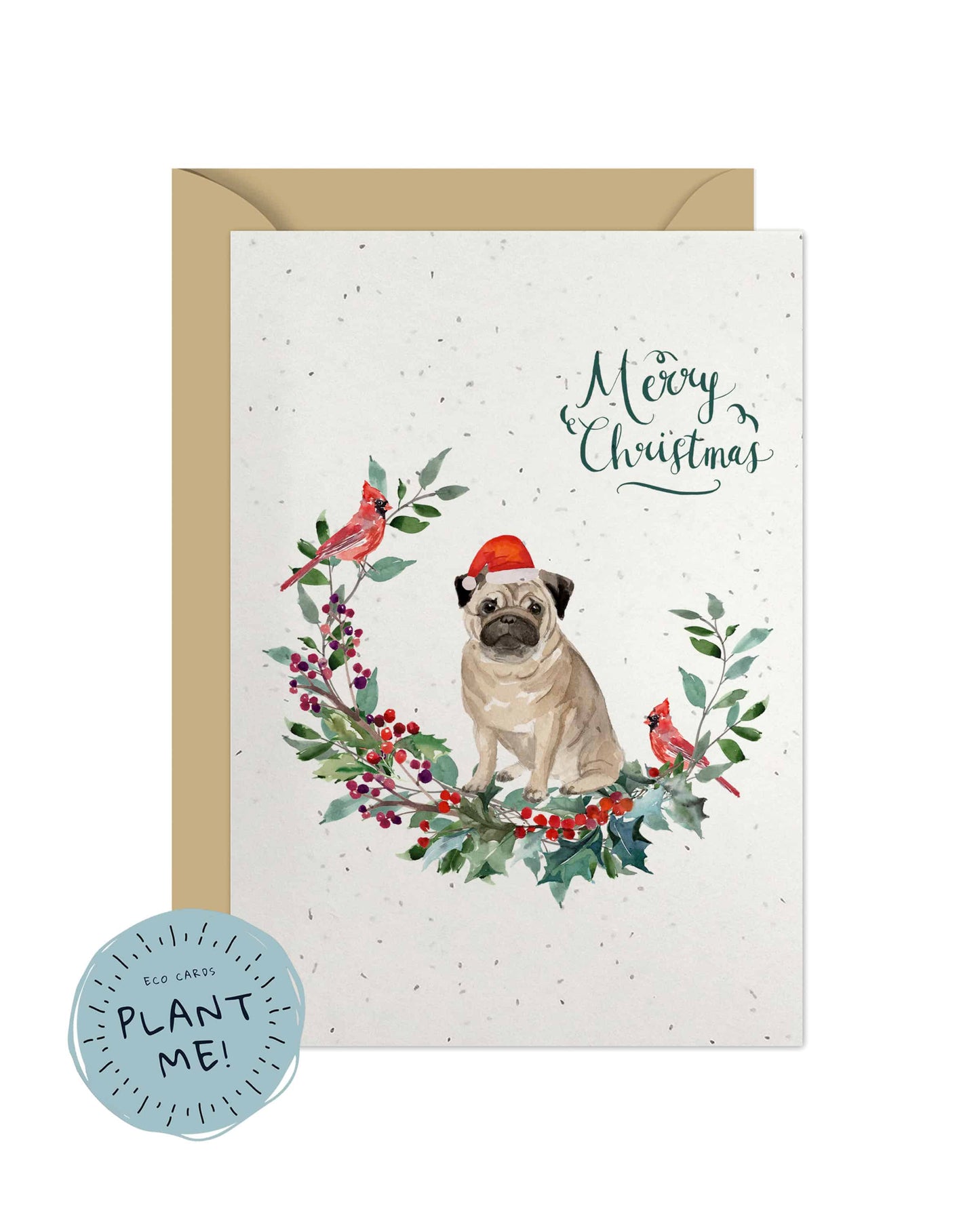 Pug Dog Christmas Card