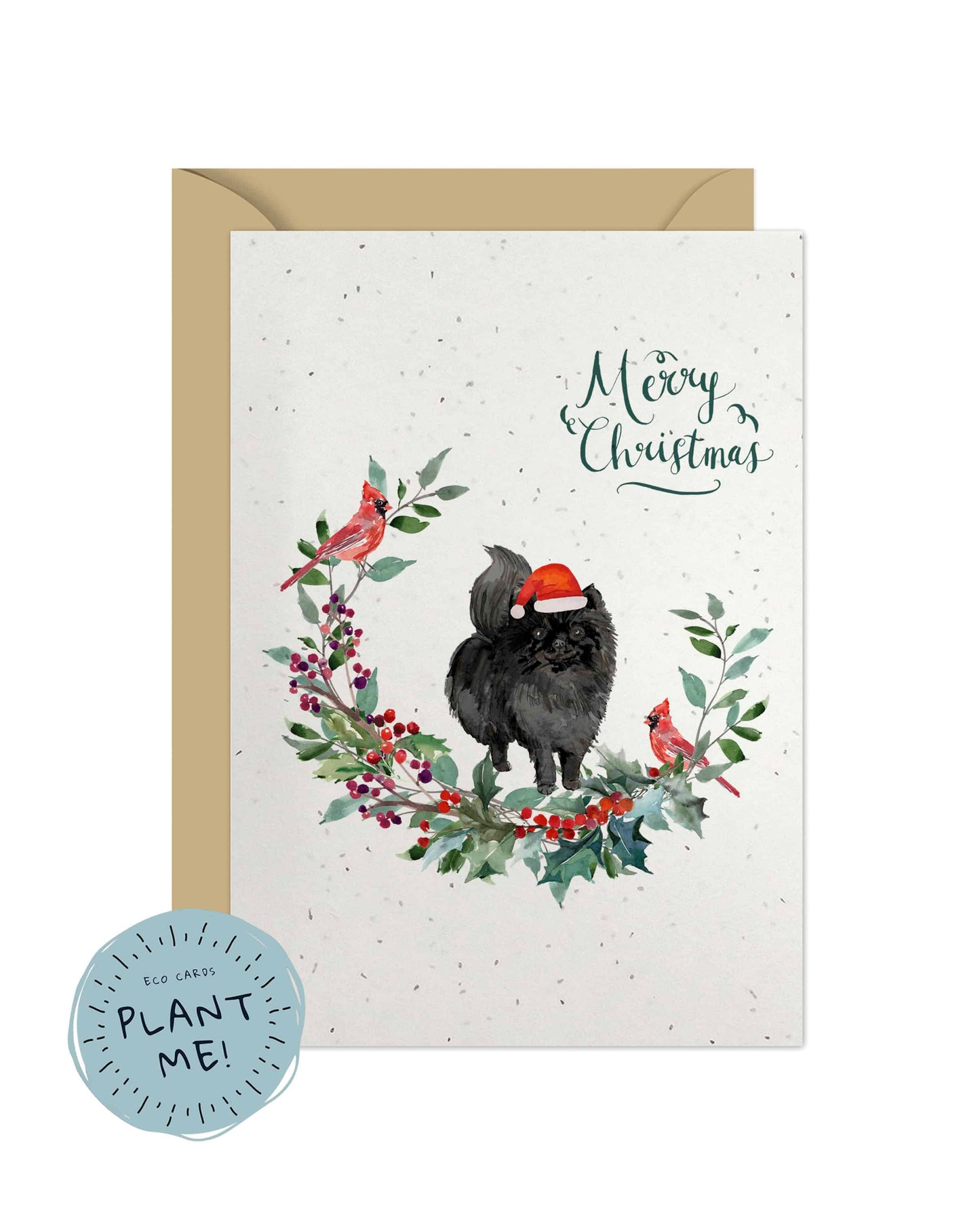 Pomeranian Black Dog Christmas Card