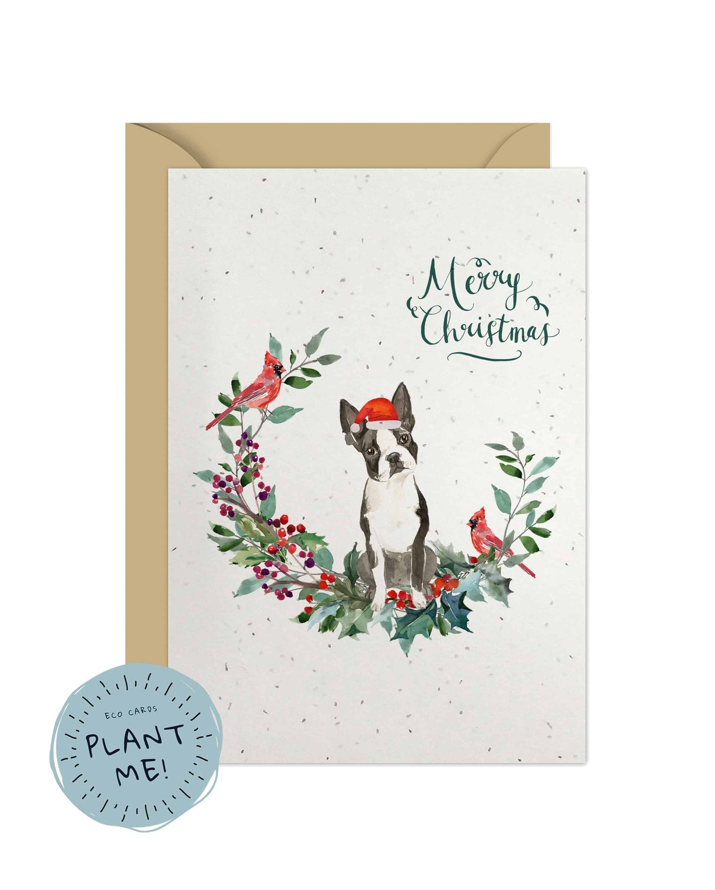 Boston Terrier Dog Christmas Card