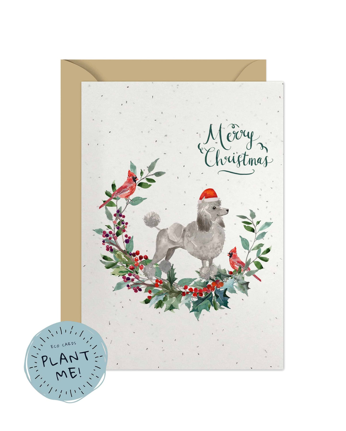 Grey Poodle Dog Christmas Card