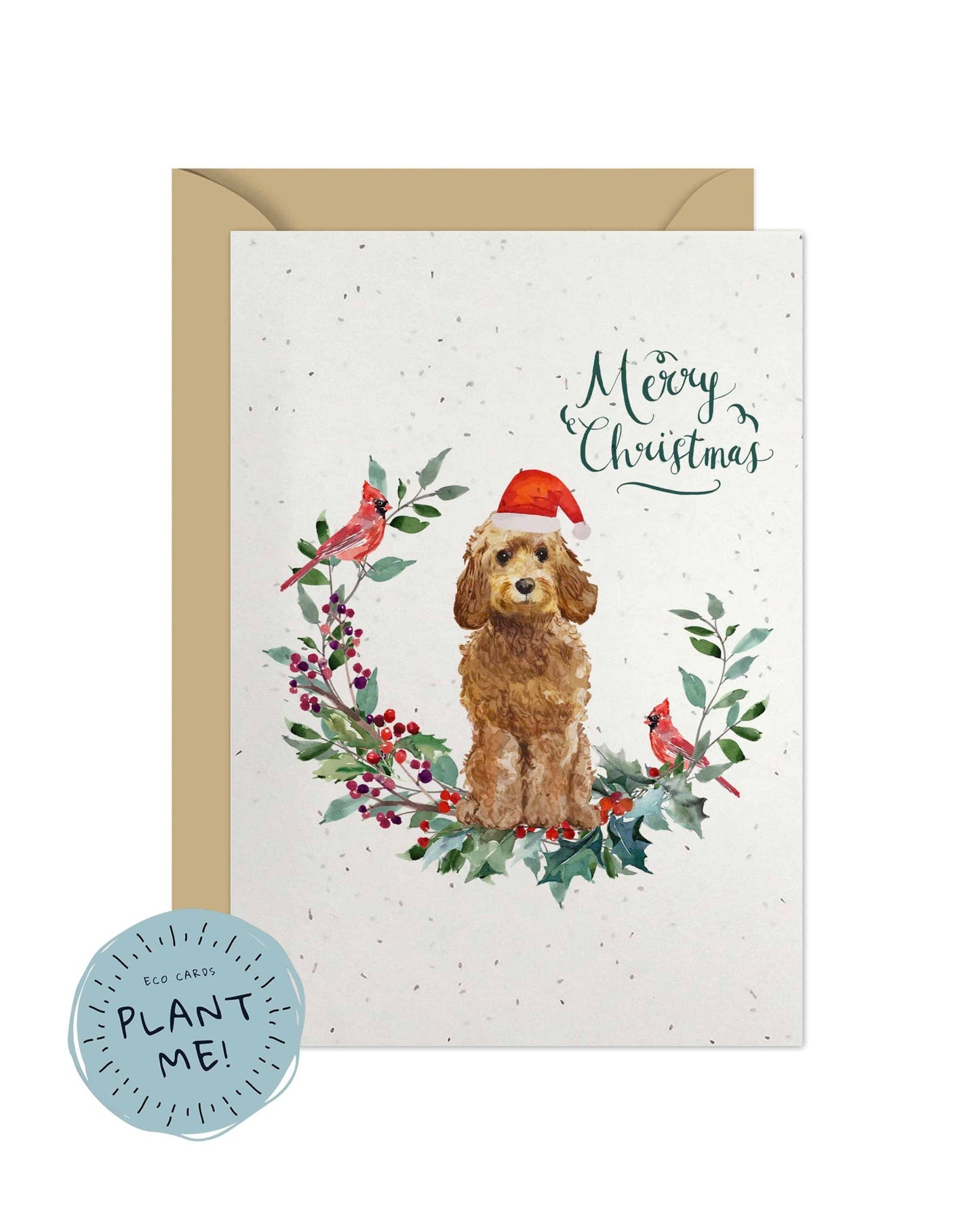 Golden Honey Cockapoo Dog Christmas Card