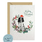 English Sprocker Spaniel Black & White Dog Christmas Card