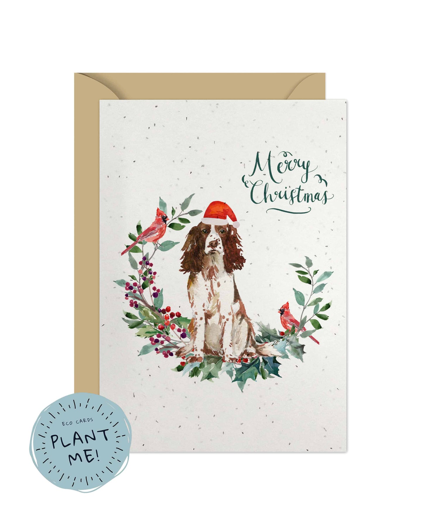 English Sprocker Spaniel Brown Dog Christmas Card