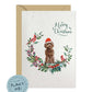 Brown Cockapoo Dog Christmas Card