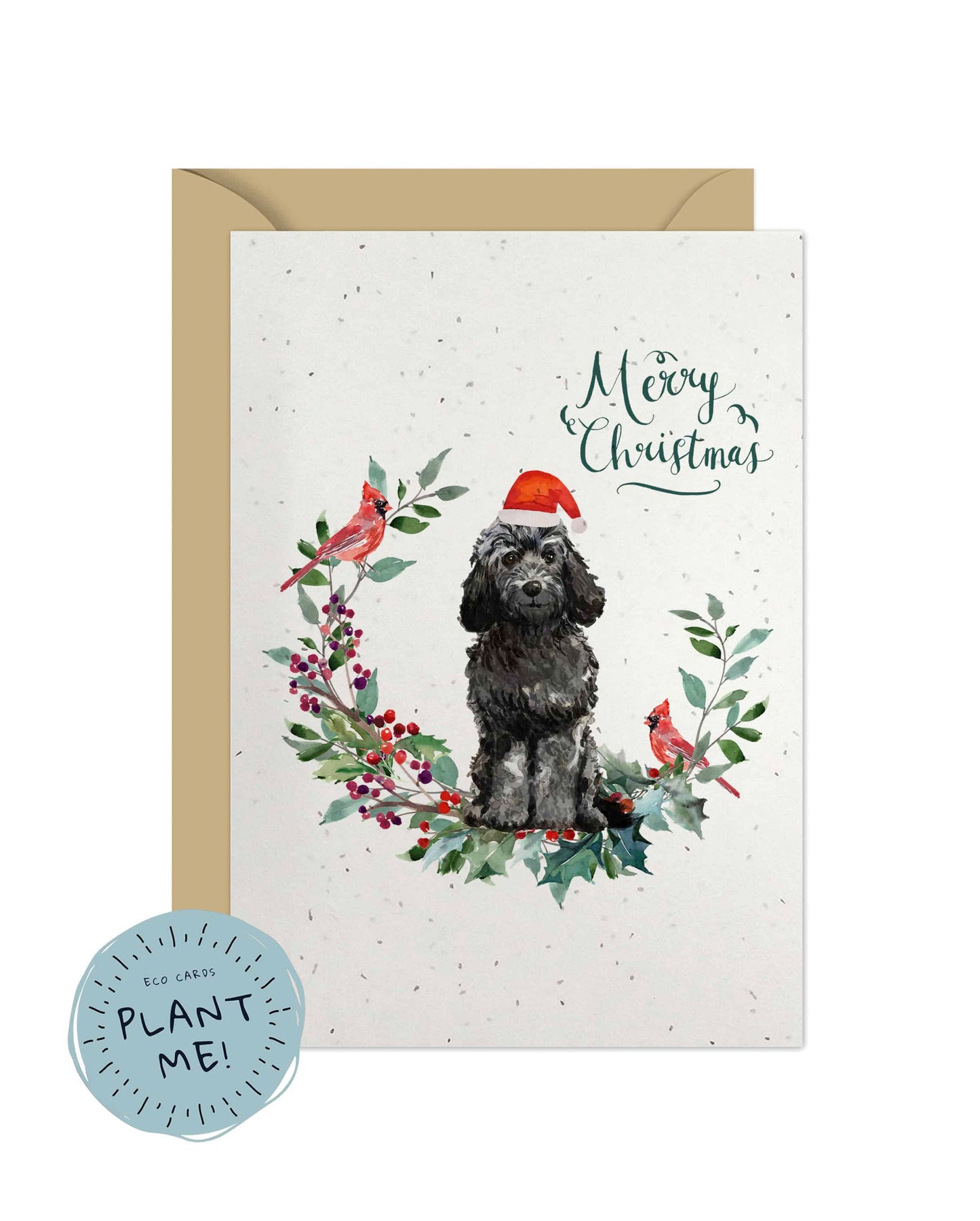 Black Cockapoo Dog Christmas Card