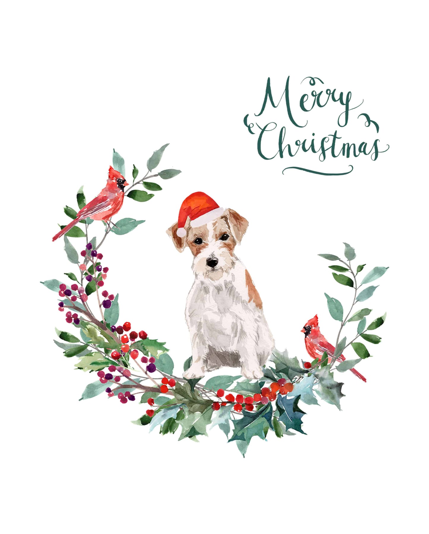 Wire Haired Jack Russell Dog Christmas Card