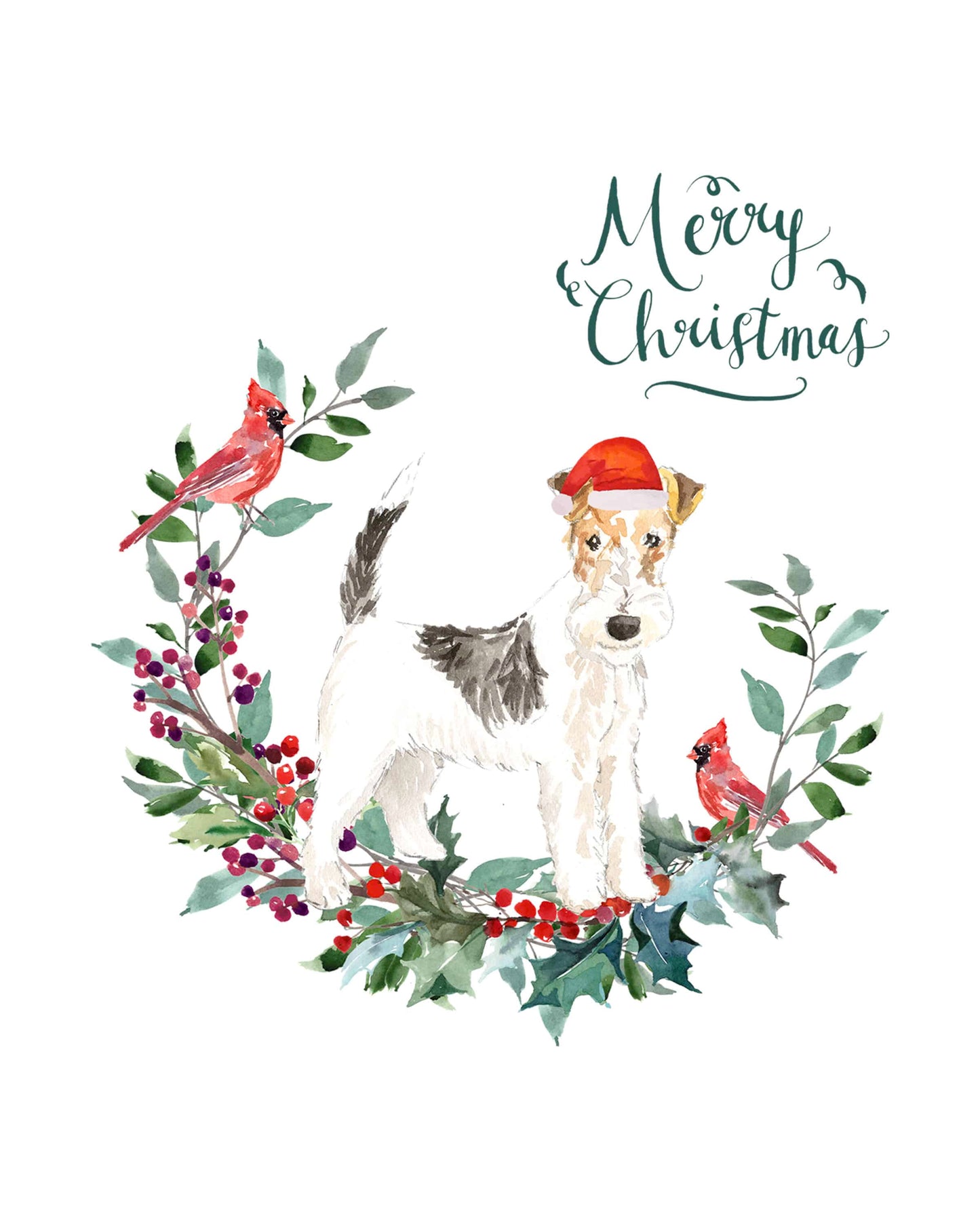 Wire Haired Fox Terrier Dog Christmas Card