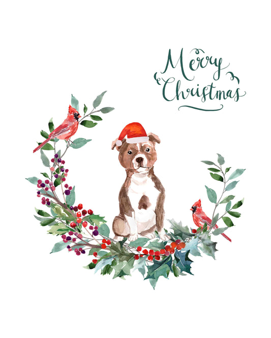 Staffordshire Bull Terrier Dog Christmas Card