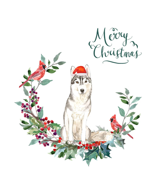 Siberian Husky Dog Christmas Card