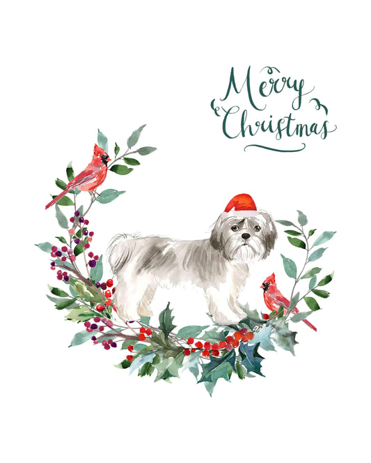 Shih Tzu Shorter Haired Dog Christmas Card