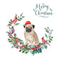 Pug Dog Christmas Card