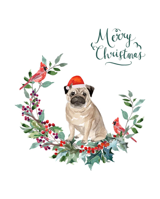 Pug Dog Christmas Card