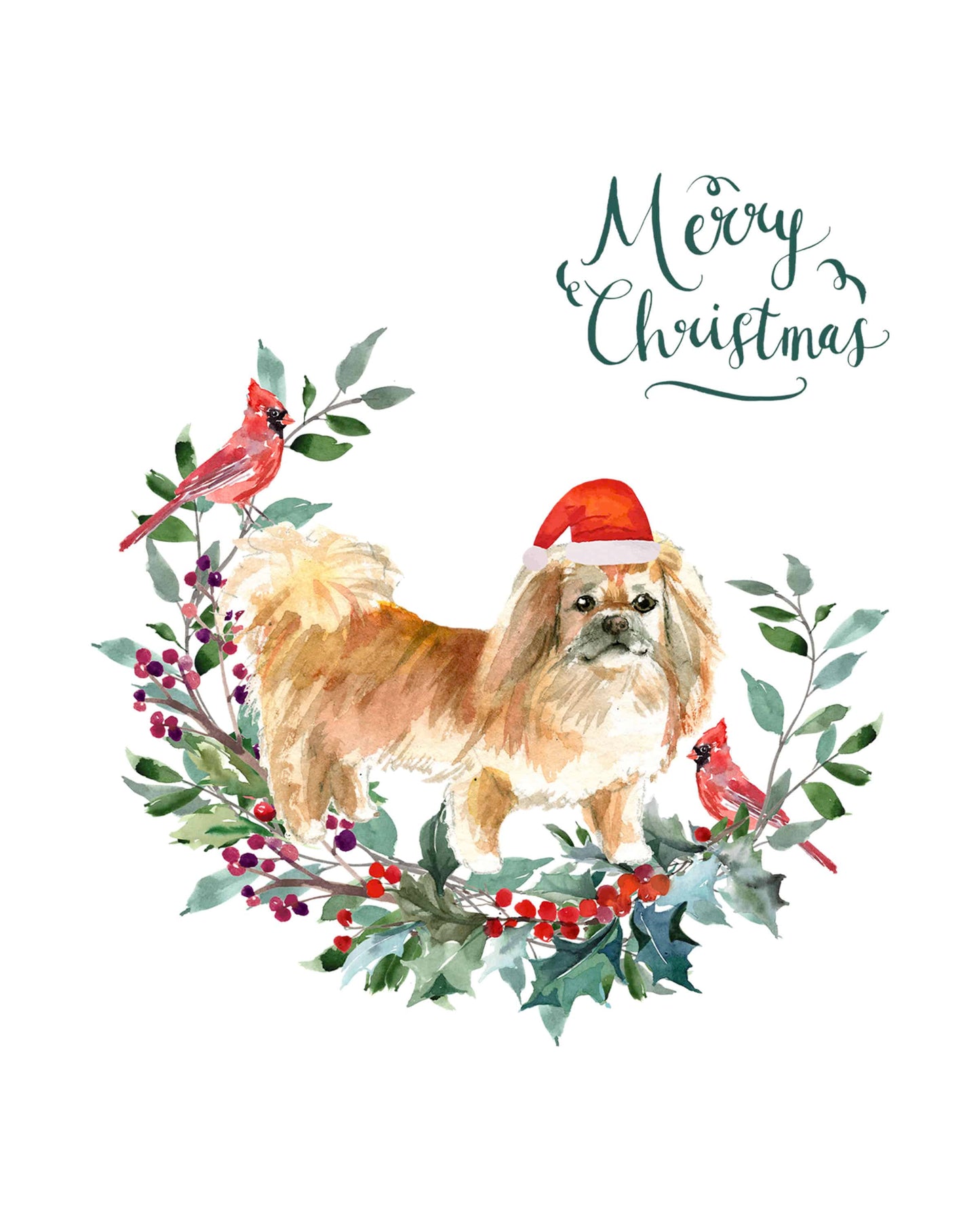 Pekingese Dog Christmas Card