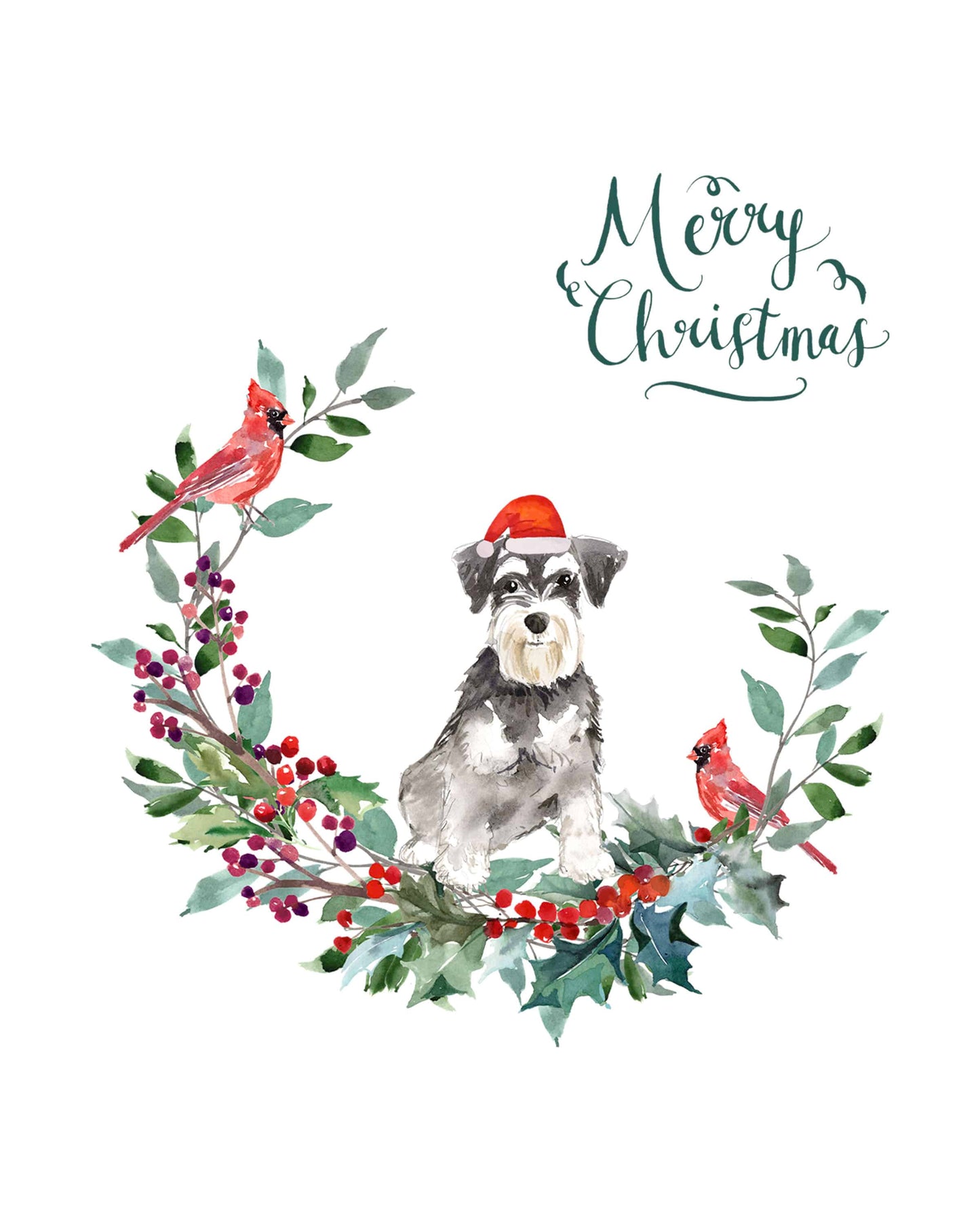 Miniature Schnauzer Dog Christmas Card