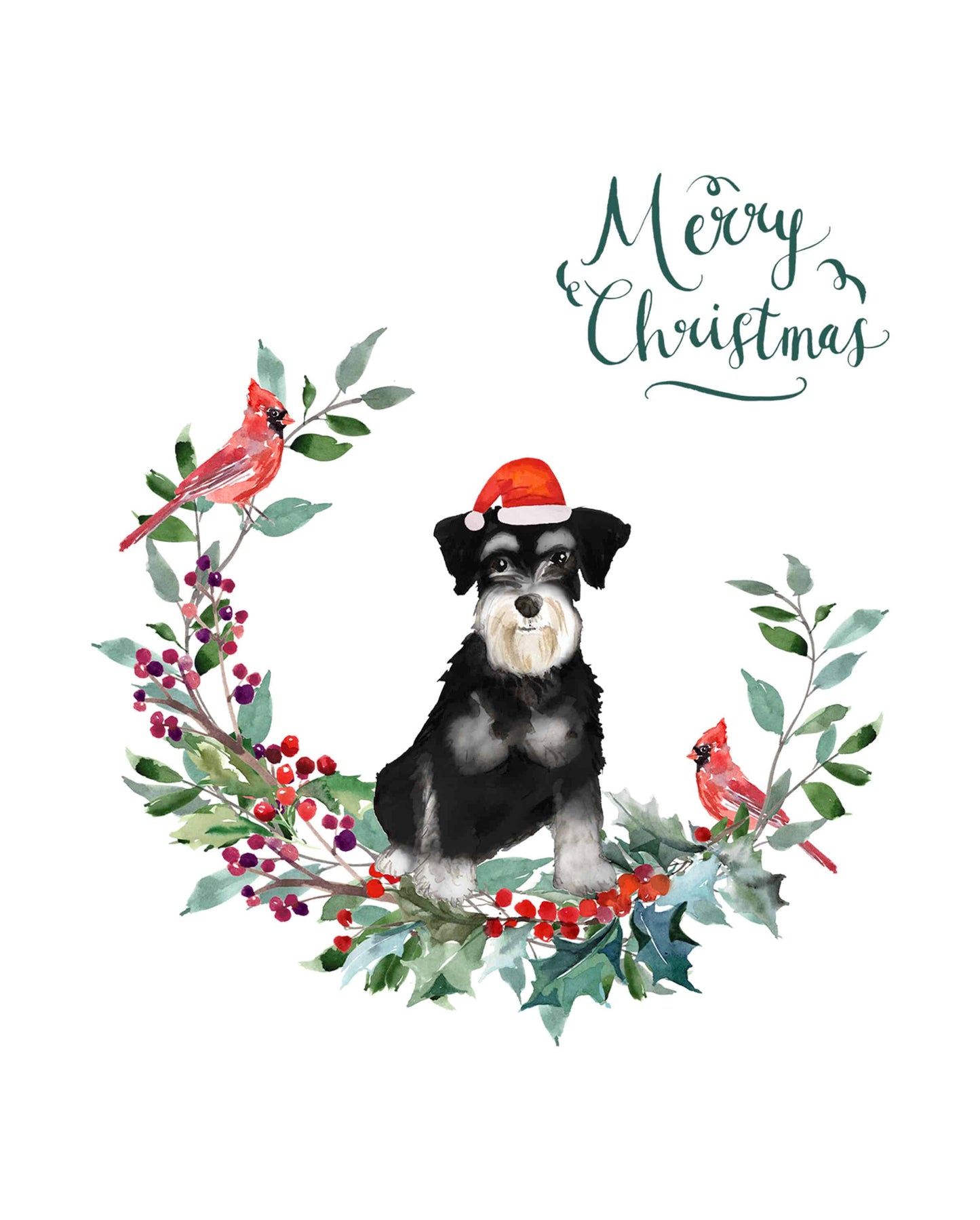 Miniature Schnauzer Black & White Dog Christmas Card