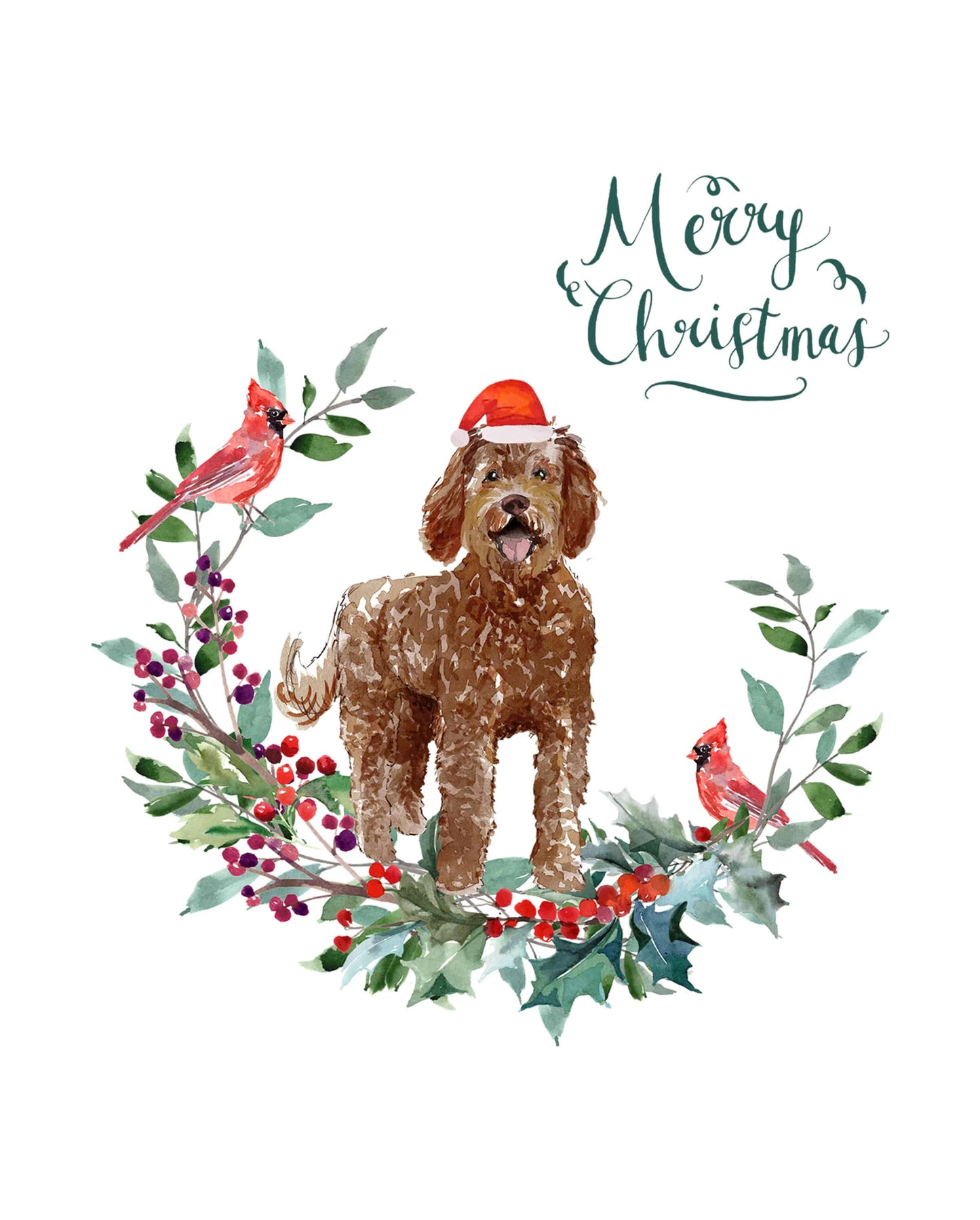 Labradoodle Dog Christmas Card