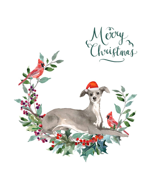 Italian Greyhound Dog Christmas Card