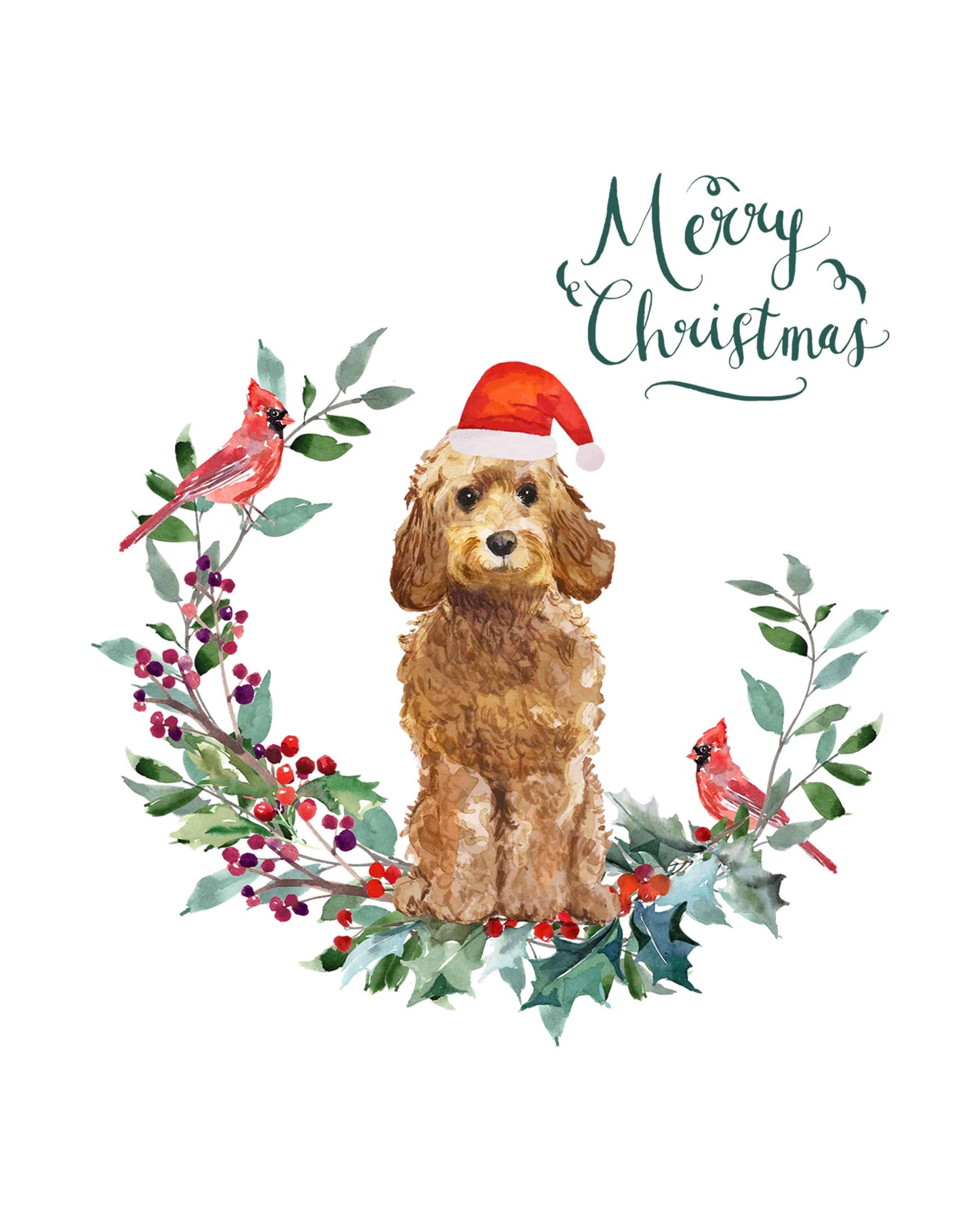 Golden Honey Cockapoo Dog Christmas Card