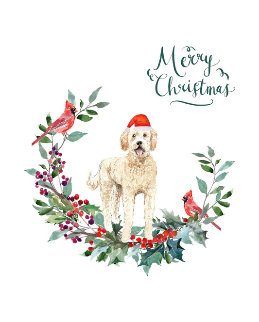 Golden Doodle Dog Christmas Card