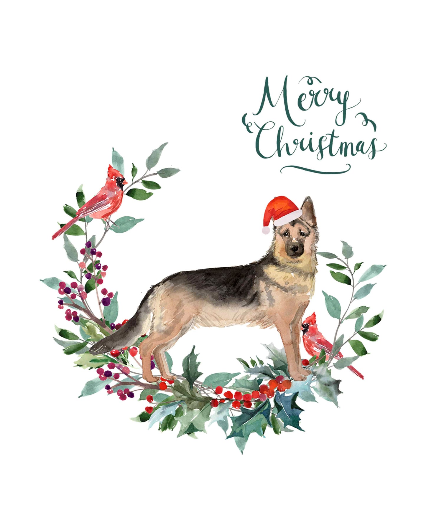 German Shepherd Dog Christmas Card