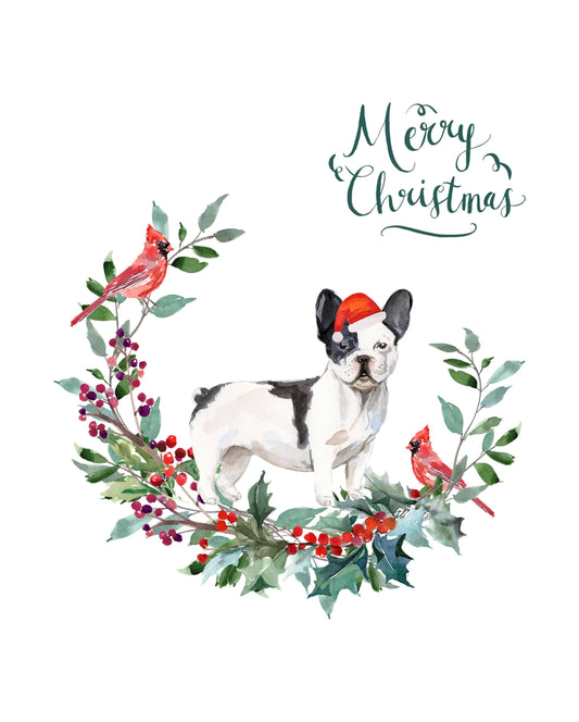 French Bulldog Black & White Dog Christmas Card