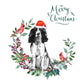 English Sprocker Spaniel Black & White Dog Christmas Card